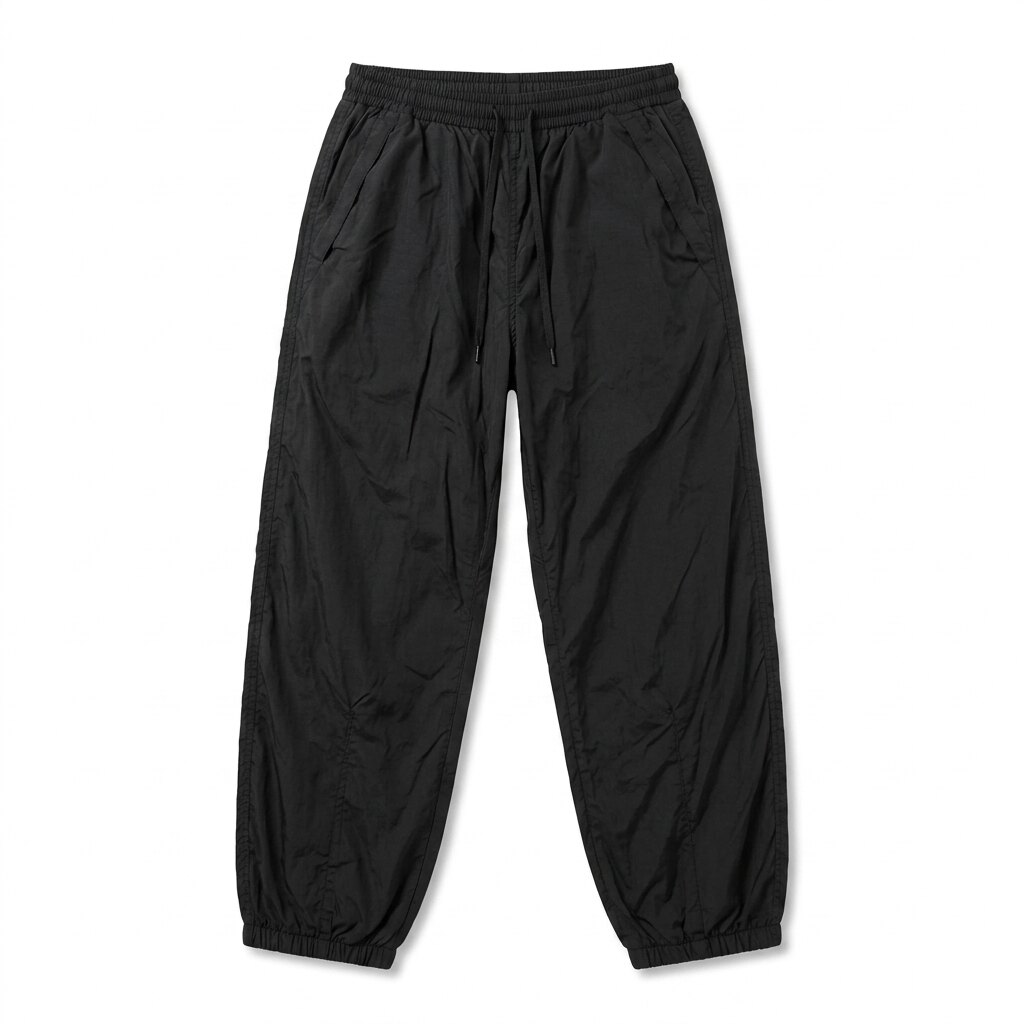 黑色宽松运动长裤