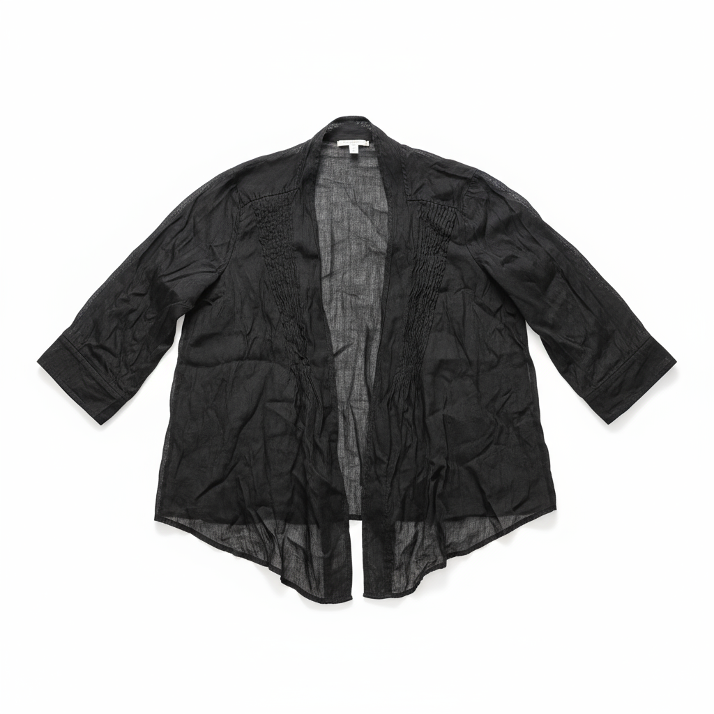 深蓝色褶皱开衫外套