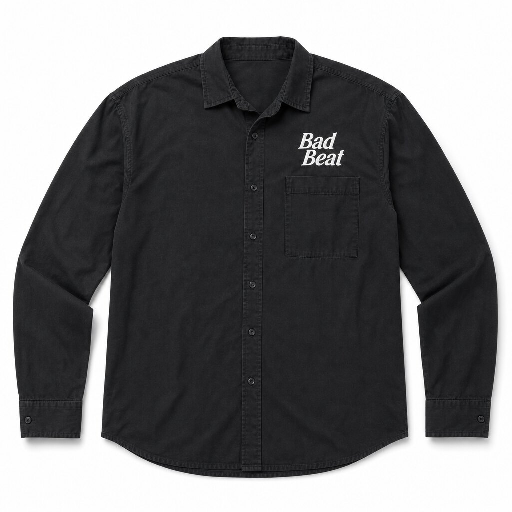 黑色Bad Beat刺绣长袖衬衫