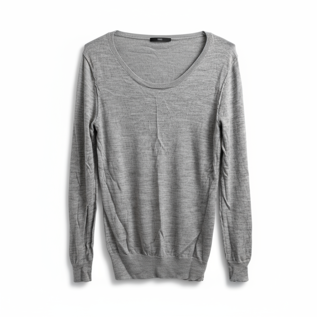 灰色圆领长袖T恤