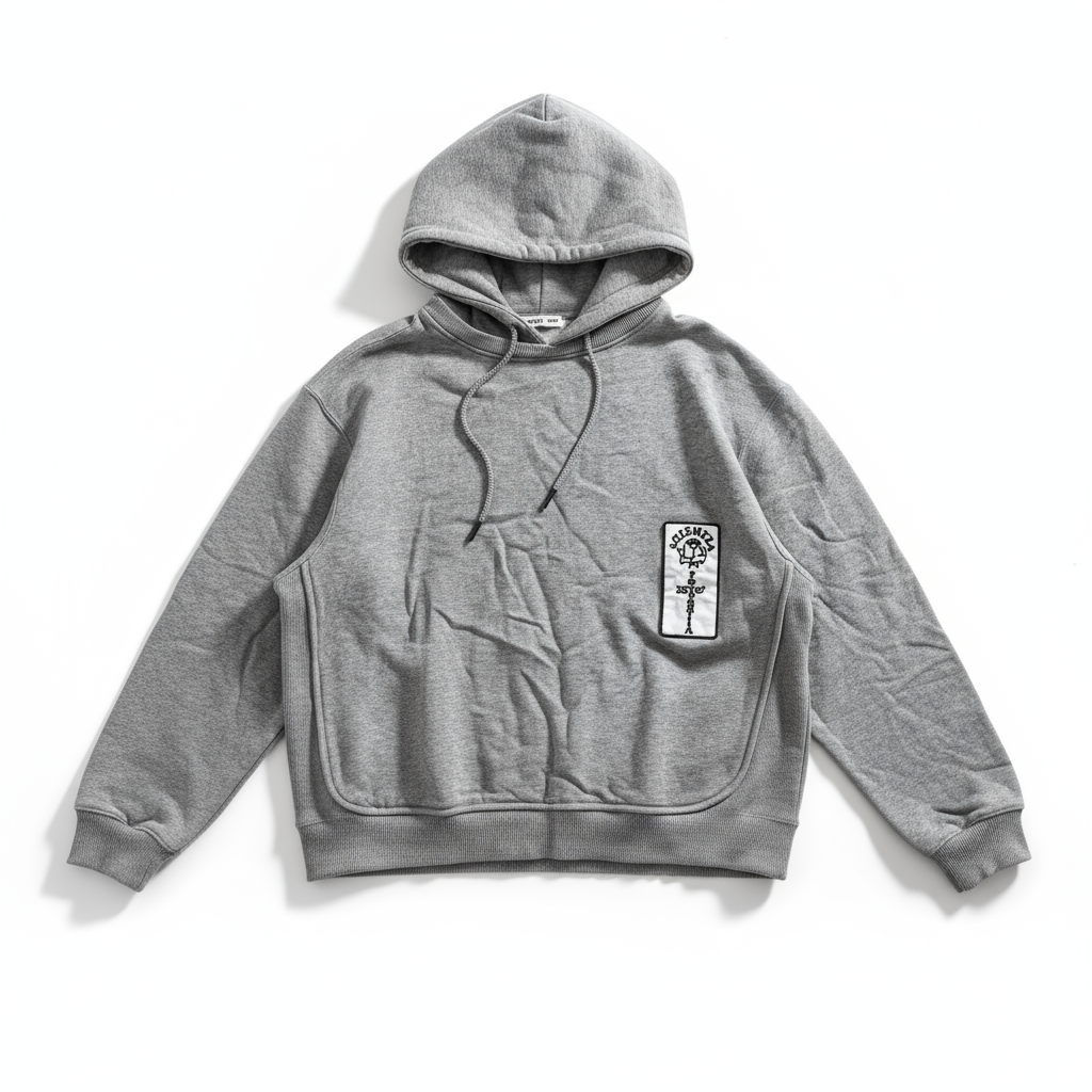 灰色玫瑰印花连帽卫衣