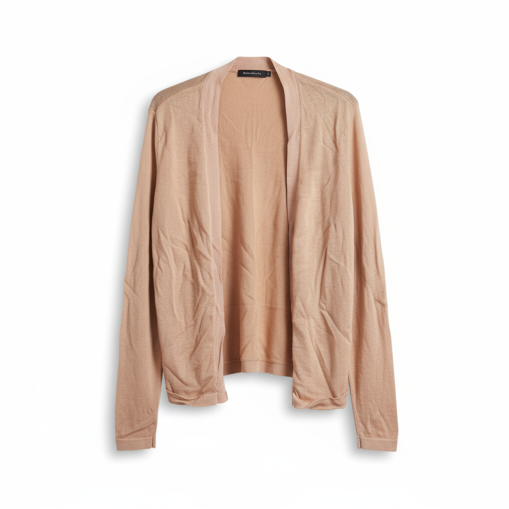 驼色开襟长款针织开衫