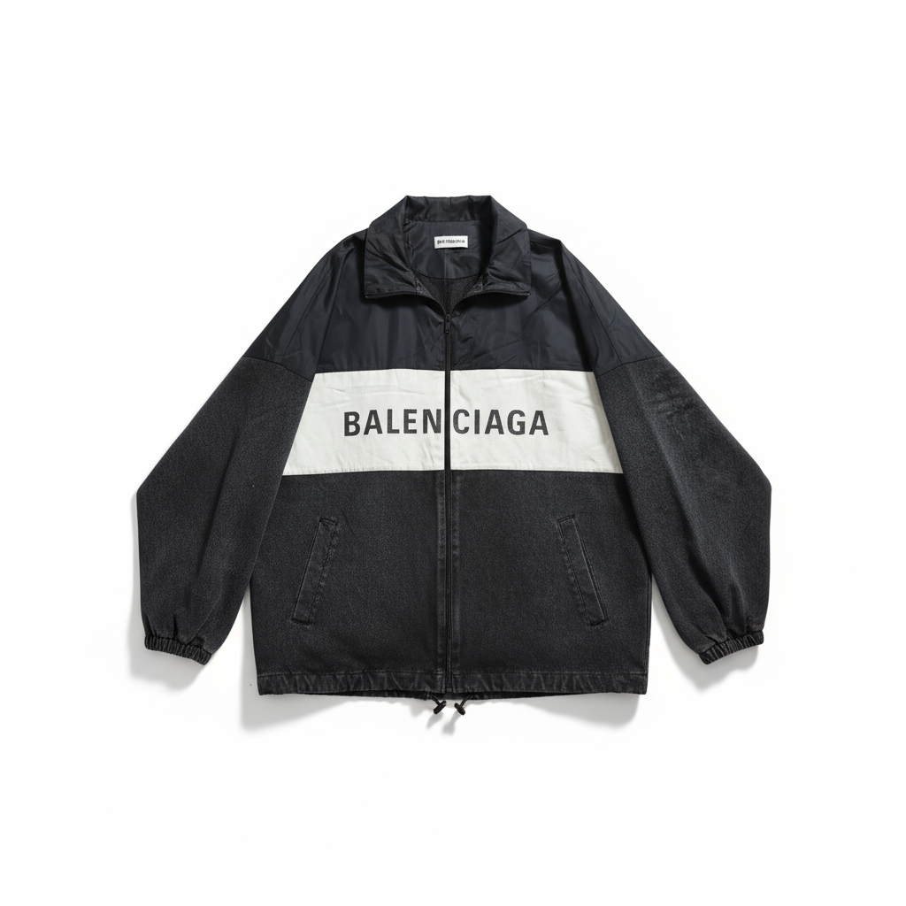 巴黎世家拼接连帽夹克