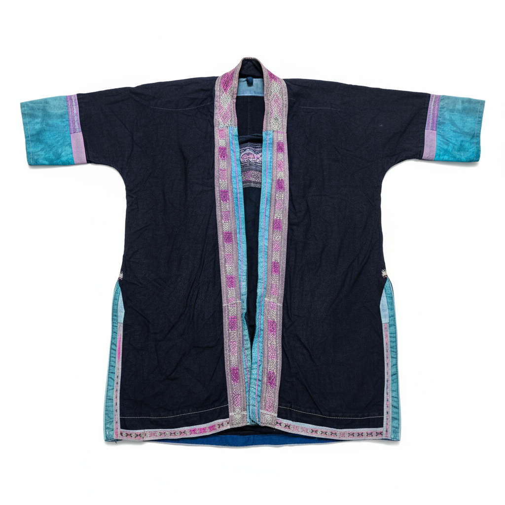 黑色彩色镶边民族风外套