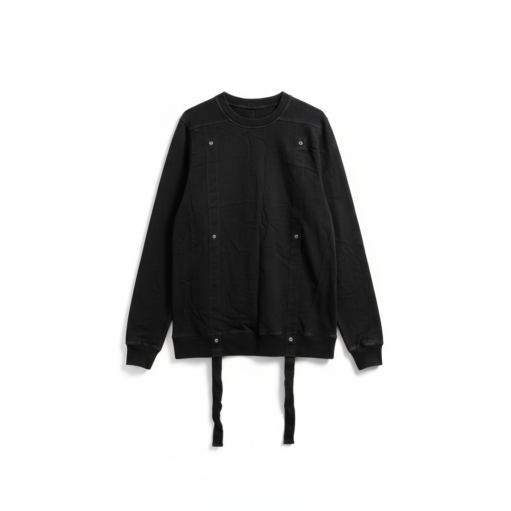 黑色扣袢工装卫衣